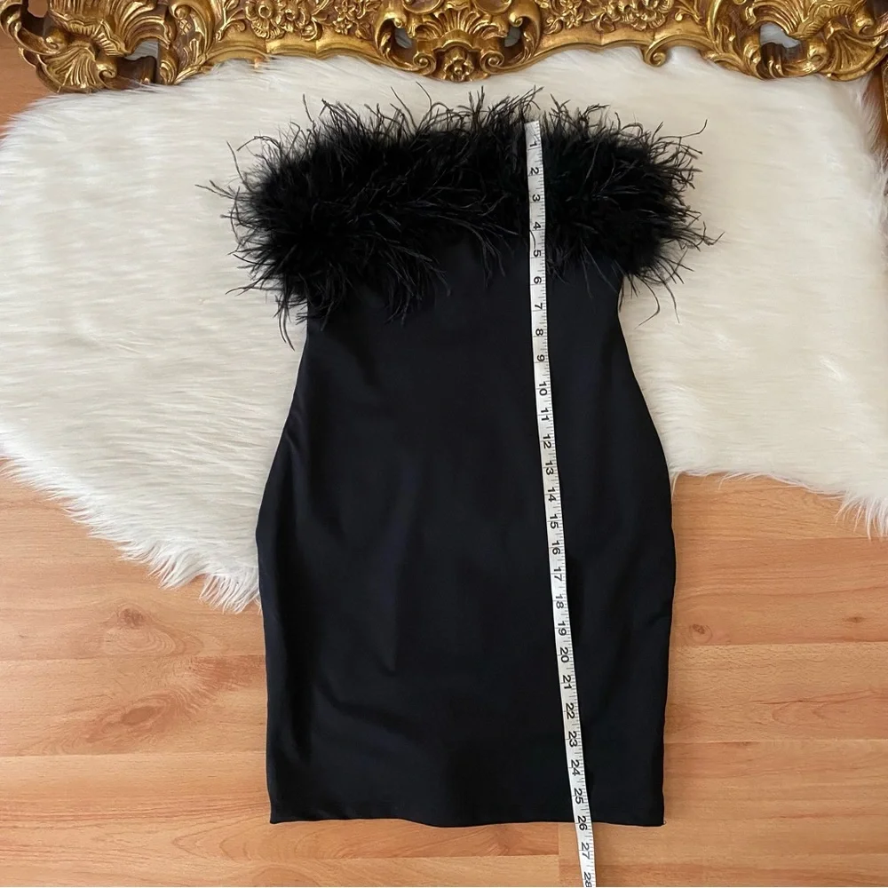 Club L London Black Feather Mini Dress - Picture 9 of 12
